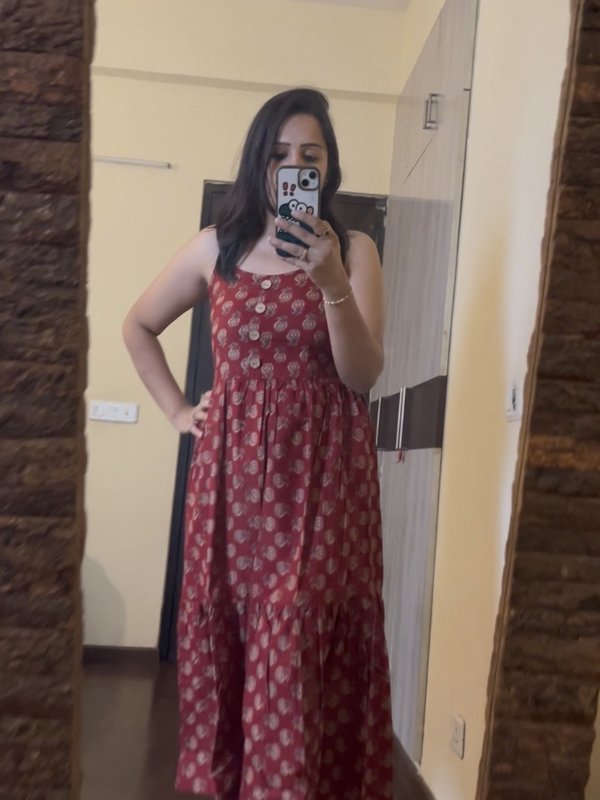 Maroon Buti Print Dress