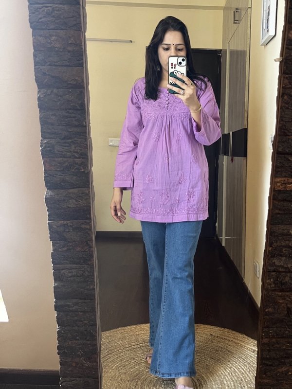 Lavender Chikankari Kurti